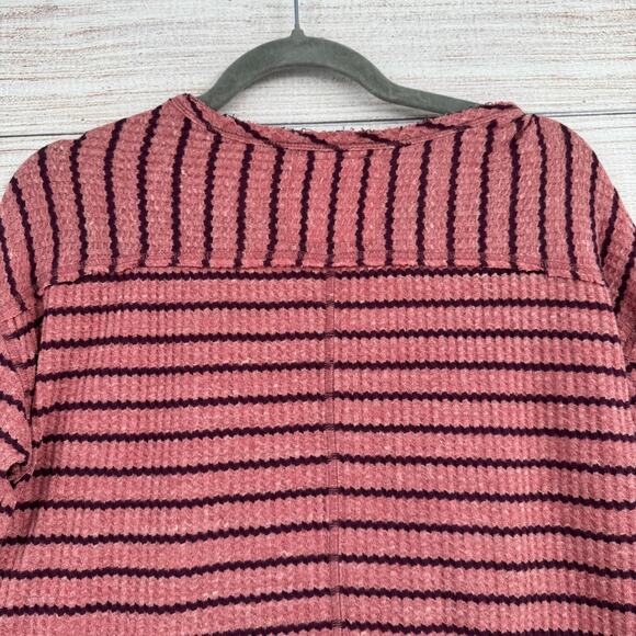 We the Free Knit Peplum Top Womens Small Pink Purple Striped Scoop Neck - Picture 4 of 12